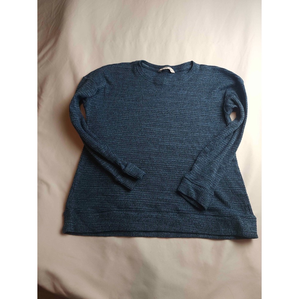 Sonoma Sweater Womens Small Blue Waffle Knit Crew Neck Pullover Long Sleeve